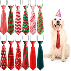 Syhood Christmas dog tie with tree pattern, vibrant festive look for holiday photos.