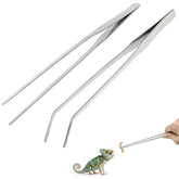 Syn-zer stainless steel reptile feeding tongs with straight tip for precise feeding and control.