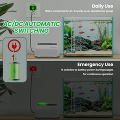 SYSENCIAGA aquarium air pump rechargeable-battery, reliable power for off-grid tanks.