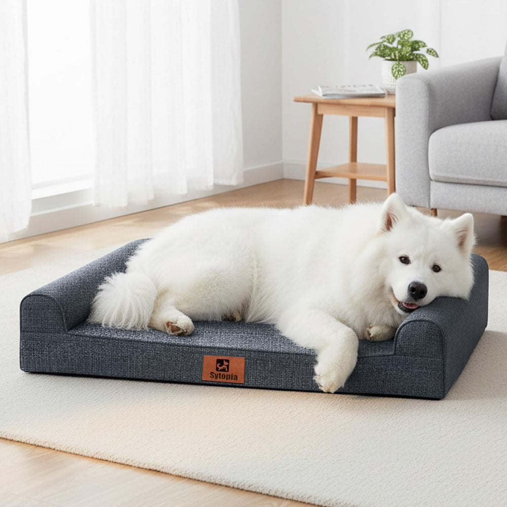 Sytopia indestructible dog bed close-up showing memory foam support for joints