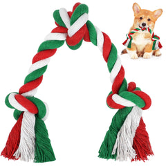 SZEE dog rope toy 14in three knots red-green for small dogs tug play