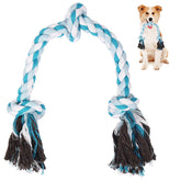 SZEE 24in blue dog rope toy close-up shows natural cotton fibers for safe chewing.