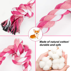 SZEE dog rope toy pink close-up cotton fibers for teeth cleaning
