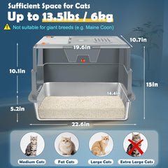 SZEE stainless steel litter box fully enclosed hood demonstrates odor containment.