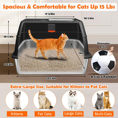 SZEE stainless steel litter box top-exit view minimizes litter scatter after your cat leaves.