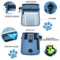 SZO treat pouch with shoulder strap for hands-free training at the park.