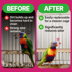 T TORTO9 newsprint texture liner enhances absorption during cage cleaning.