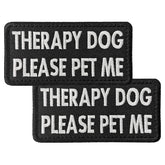 TACVEL therapy dog patch two-pack front view with bold embroidery for clear identification.