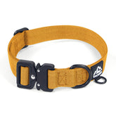 Tacwild heavy-duty dog collar turmeric yellow full view, durable design for large dogs on walks
