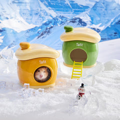 tafit Ceramic Igloo Hamster Hideout green side view—ventilated ceramic habitat for comfort