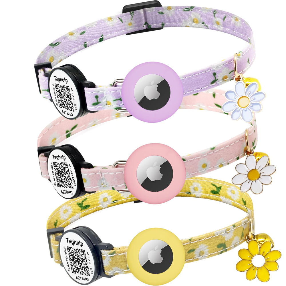 Taghelp 3-pack double protection cat collar with QR IDs for quick owner contact.