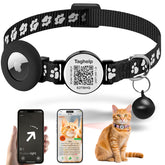 Taghelp AirTag Cat Collar Breakaway Black Paw Buckle keeps cats safe during play.