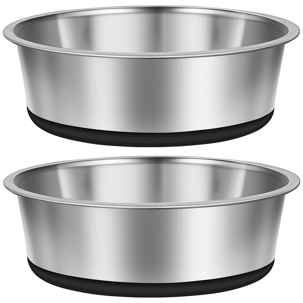 Taglory 8-cup stainless steel dog bowls set of 2 in black, durable feeding solution.