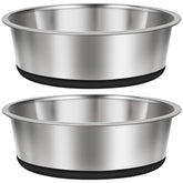 Taglory 8-cup stainless steel dog bowls set of 2 in black, durable feeding solution.