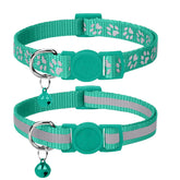Taglory paw-print reflective cat collar increases nighttime visibility for safer adventures.