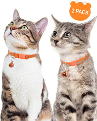 Taglory Reflective Cat Collar with Bell in orange strip style, easy daytime spotting.