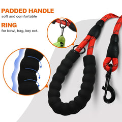 Taglory rope dog leash features 360-degree swivel clasp to prevent twisting.