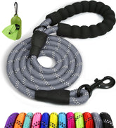 Taglory rope dog leash 6ft gray with padded handle for comfortable grip during long walks