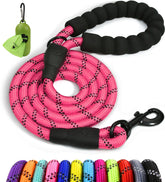 Taglory rope dog leash 6ft with padded pink handle for comfortable walks