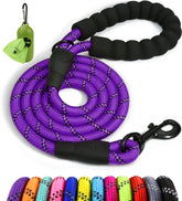 Taglory Rope Dog Leash purple 4ft with padded handle for comfortable daily walks.