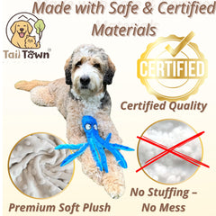 Tail Town Octopus dog toy blue crinkle close-up adds tactile excitement