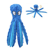 Tail Town Octopus dog toy blue front view for interactive tug-and-fetch play