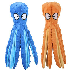 Tail Town Octopus dog toy blue side view ideal for fetch and solo play