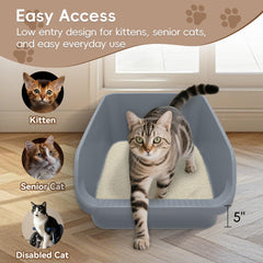 TAILRYTH litter box low-entry front design facilitates quick access for older cats and small kittens