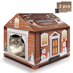 TailTastic Christmas cat house assembly step demonstrates easy setup and compact hideaway.