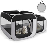 TailTastic large cat playpen showing separate areas for feeding and resting for easy care