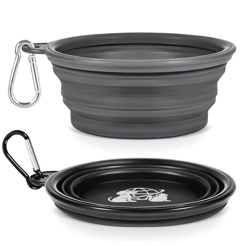 TailTastic portable dog bowls 2-pack folded for compact backpack storage.