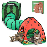 TailTastic watermelon-tunnel-setup shows 3way playground for active cats fostering hunting instincts