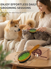 TAKAVU pin & bristle brush undercoat shedding view removes loose fur