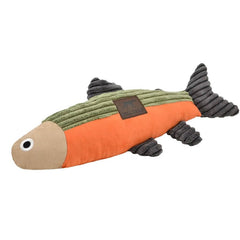 Tall Tails plush fish squeaker dog toy ready for interactive play and cuddling.