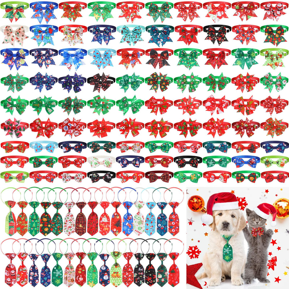 Talltalk Christmas dog bow-tie set offers festive style for pets at parties.