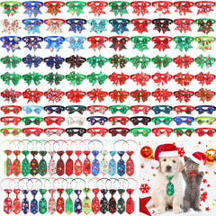 Talltalk Christmas dog bow-tie set offers festive style for pets at parties.