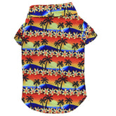 Tangpan Hawaiian beach coconut tree print dog shirt front view emphasizes tropical style for summer outings.