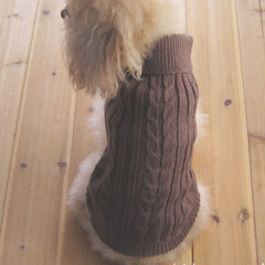 Tangpan Turtleneck Classic Straw-Rope Sweater brown front view for warm outdoor walks