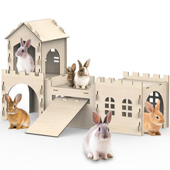 TankMatDecor large bunny house dual-layer deck facilitates sunbathing and attentive observation