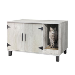 TaoHFE litter box enclosure front view highlights spacious countertop for plants or decor.