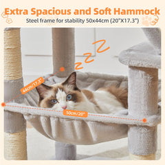 Eight natural sisal posts promote scratching and paw health.