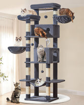 Taoqimiao Cat Tree MS046G base anti-tilt keeps active cats secure.