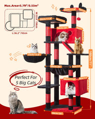 Taoqimiao Gothic Cat Tree 71-Inch multi-level design encourages climbing and exploration