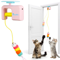 Taruphic interactive cat toy with door-hanging setup enables quick, independent indoor play.