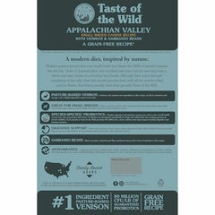 Taste of the Wild Appalachian Valley venison dry dog food bowl serving for active small dogs