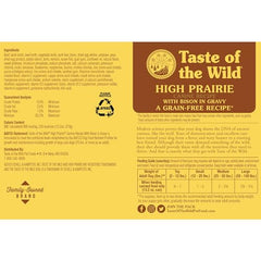 Taste of the Wild High Prairie bison-in-gravy serving bowl showcases tasty, energy-boosting meal.