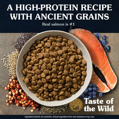 Kibble close-up from Taste of the Wild high-protein formula for strong muscles.