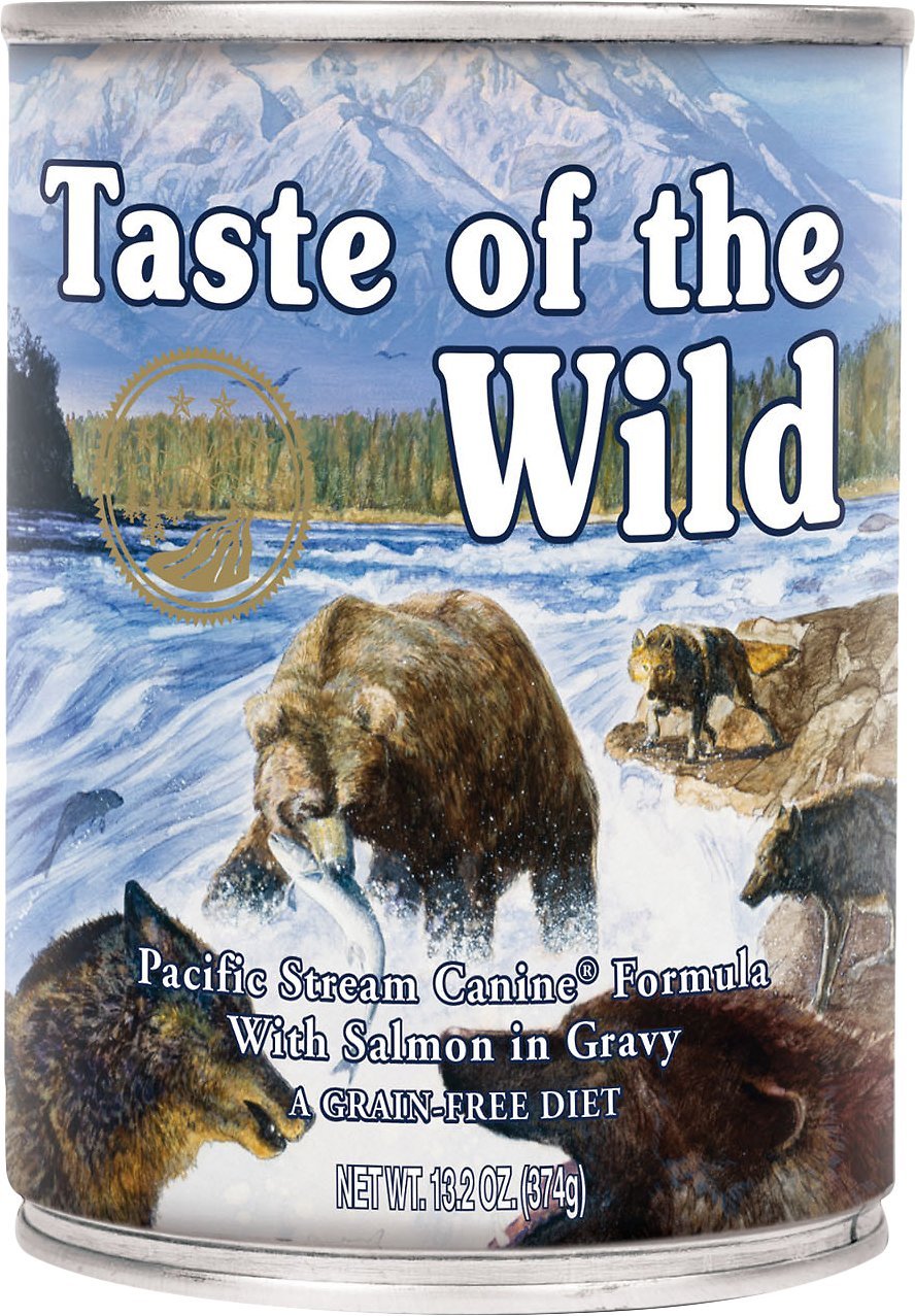 Taste of the Wild Pacific Stream Salmon in Gravy can offers salmon flavor for a tasty, balanced meal