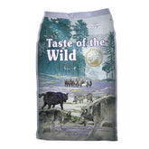 Taste of the Wild Sierra Mountain dog food bag front view, grain-free formula for all life stages.