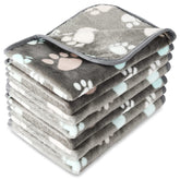 Tatuo 4-pcs dog blankets with paw print gray pack keep pet cozy and furniture protected.